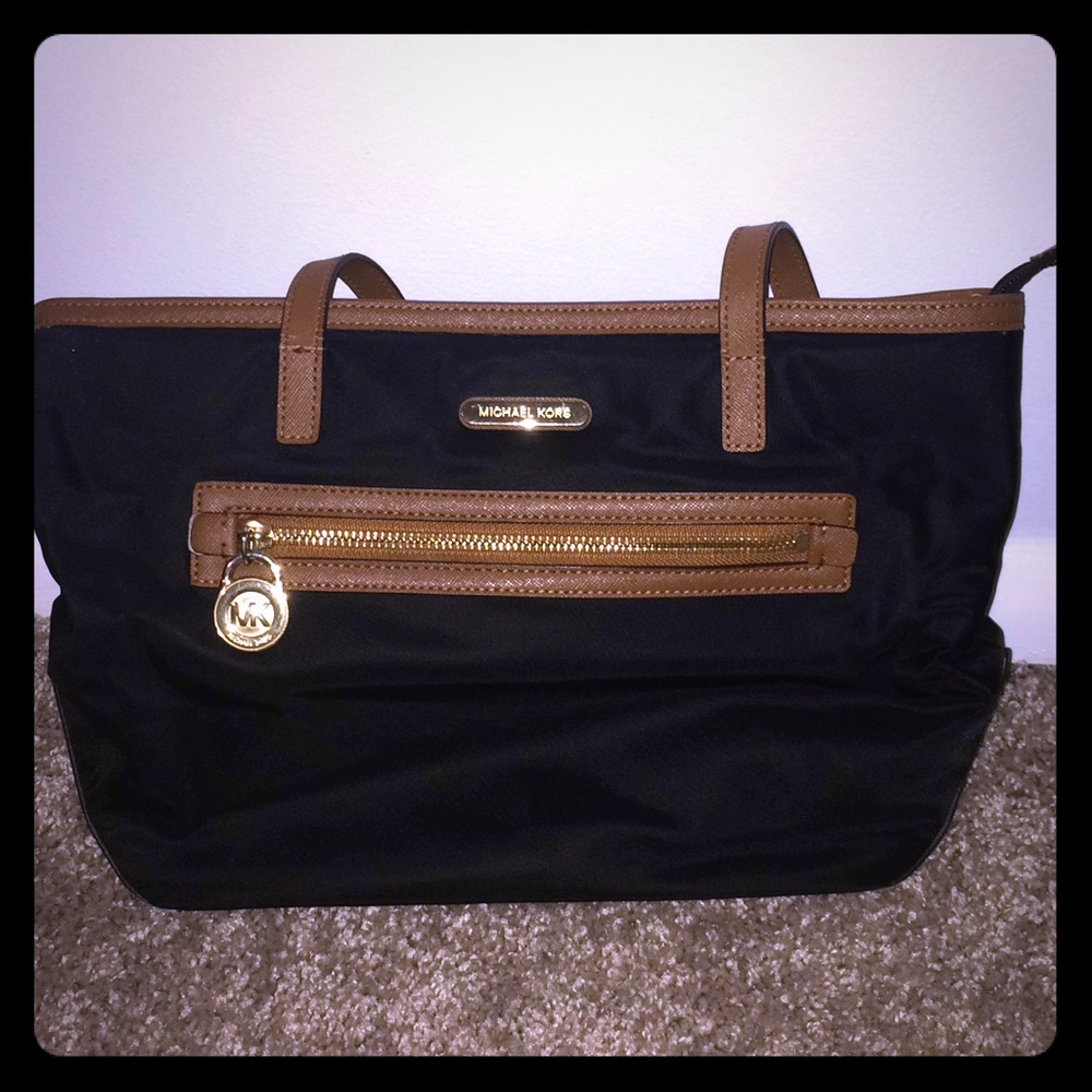 Michael Kors small black and brown shoulder bag